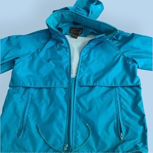 Eddie Bauer vintage Full Zip hideable hood blue windbreaker size men's small